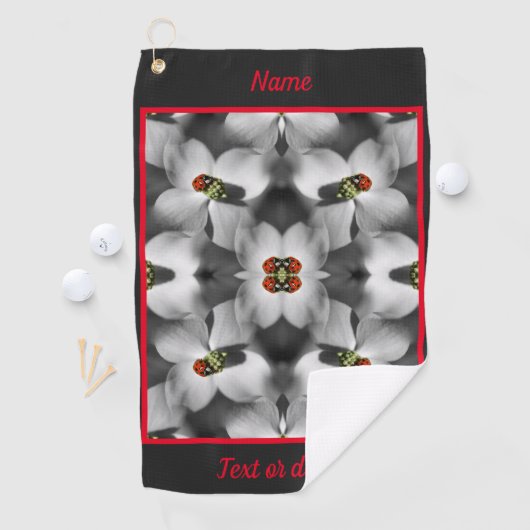 ハナミズキの花の抽象芸術パーソナライズされた ゴルフタオル (インサイチュ)