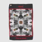 ハナミズキの花の抽象芸術パーソナライズされた ゴルフタオル (正面)