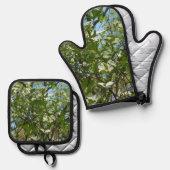 ハナミズキの花の枝 鍋つかみ&鍋敷きセット (正面/裏面)