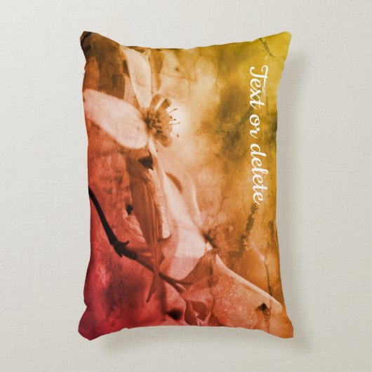 ハナミズキの花の白黒ヴィンテージ アクセントクッション (正面(垂直))