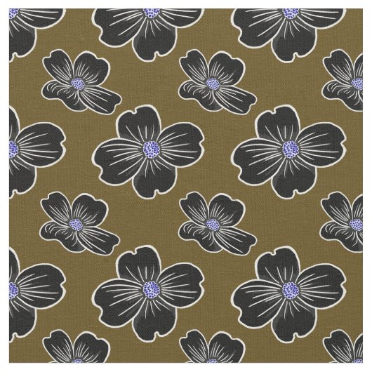 ハナミズキの花（濃色） ファブリック (クローズアップ)