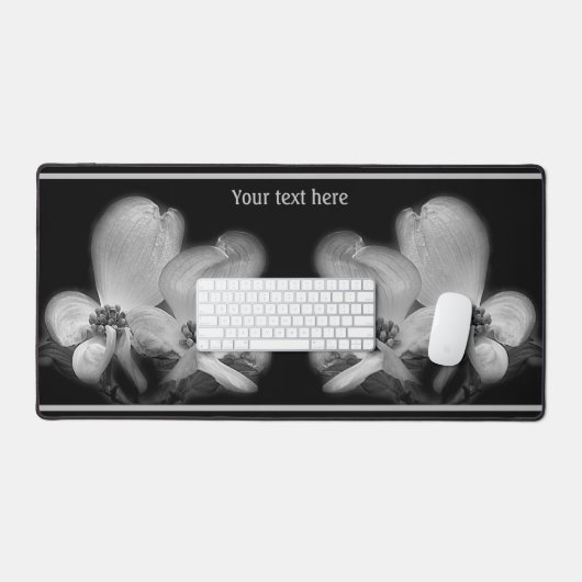 ハナミズキは白と黒に咲パーソナライズされたく デスクマット (キーボード&マウス)