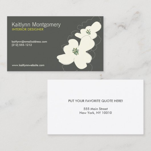 ハナミズキアイボリー/グレー 名刺 (正面/裏面)