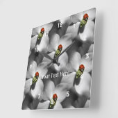 ハナミズキ花の自然模様 スクエア壁時計 (傾斜)