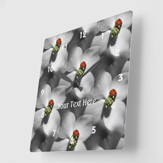 ハナミズキ花の自然模様 スクエア壁時計 (傾斜)