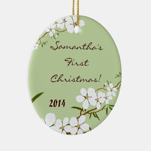 ハナミズキ花フローラパーソナライズされた名オーナメント セラミックオーナメント (右)