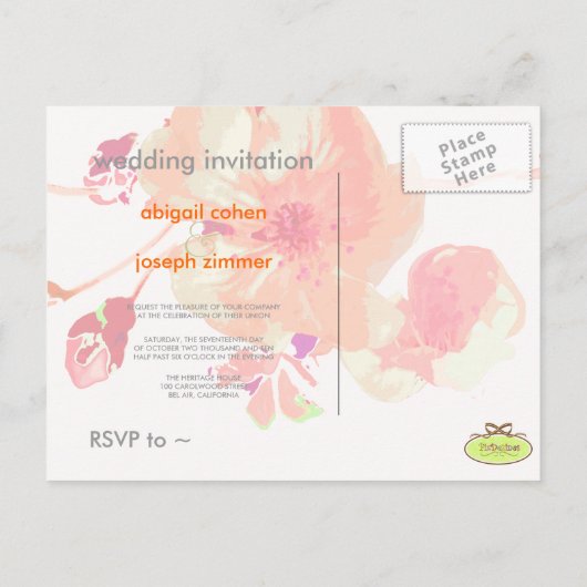 ハナミズキ/ピンク/桃/結婚式招待状はがき インビテーションポストカード (裏面)