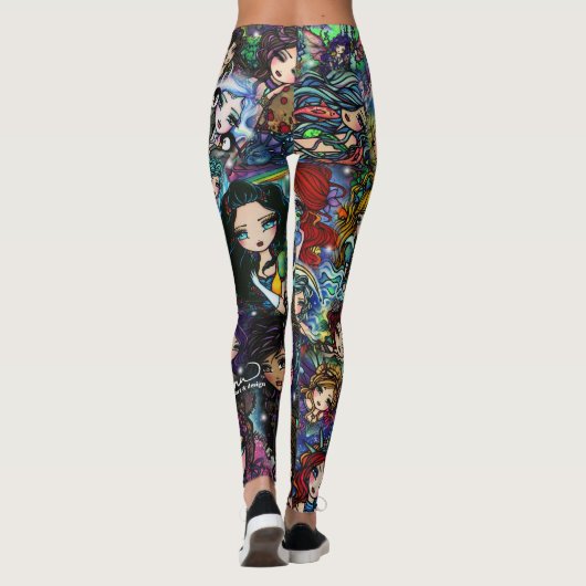 ハナリンのファンタジーの芸術の人魚の妖精のコラージュ レギンス (裏面)