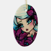 ハナリン著ポインセチアの妖精のファンタジーの芸術 セラミックオーナメント (右)