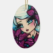 ハナリン著ポインセチアの妖精のファンタジーの芸術 セラミックオーナメント (左)