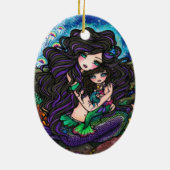 ハナリン著人魚のお母さんおよびベビーの水中芸術 セラミックオーナメント (裏面)