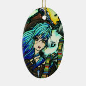 ハナリン著冬の吸血鬼のオオカミの雪の女の子の芸術 セラミックオーナメント (右)