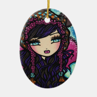 ハナリン著氷の雪の女の子の芸術の冬のハート セラミックオーナメント