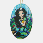 ハナリン著雪の白い森林妖精動物の芸術 セラミックオーナメント (左)