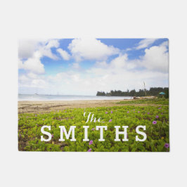 ハナリーベイカウアイハワイビーチ花 ドアマット