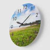 ハナリーベイカウアイハワイビーチ花 ラージ壁時計 (傾斜)