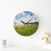 ハナリーベイカウアイハワイビーチ花 ラージ壁時計 (ホーム)