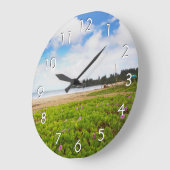 ハナリーベイカウアイハワイビーチ花 ラージ壁時計 (傾斜)