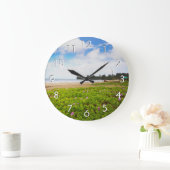 ハナリーベイカウアイハワイビーチ花 ラージ壁時計 (ホーム)