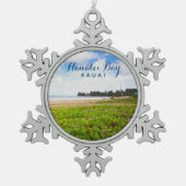 ハナリーベイカウアイハワイ スノーフレークピューターオーナメント (正面)