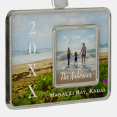 ハナリーベイボート，カウアイ・ハワイの年/文字写真 シルバープレートフレームオーナメント (右)