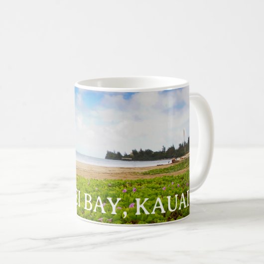 ハナリーベイ，カウアイ・ハワイ朝顔の花 コーヒーマグカップ (正面右)