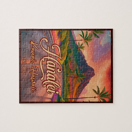 ハナレイカウアイハワイレトロボルケーノロード1950s ジグソーパズル (横)