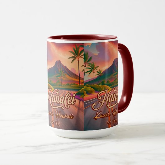 ハナレイカウアイハワイレトロボルケーノロード1950s マグカップ (正面右)