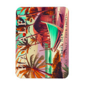 ハナレイカウアイハワイ熱帯夕日のヤシの木60s マグネット (縦)