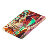 ハナレイカウアイハワイ熱帯夕日のヤシの木60s マグネット (左側)