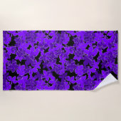 ハナレイハワイアンハイビスカス迷彩柄フローラ – 紫 ビーチタオル (正面)