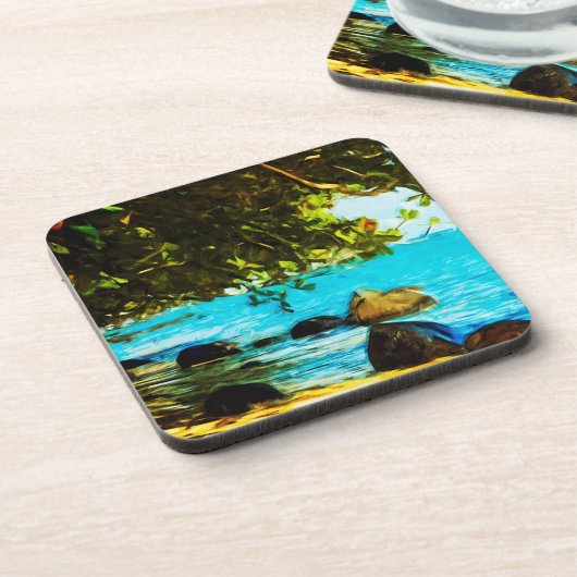 ハナレイベイカウアイハワイ抽象芸術 コースター (左側)