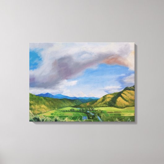 ハナレーバレーハワイ油彩画 キャンバスプリント (正面)