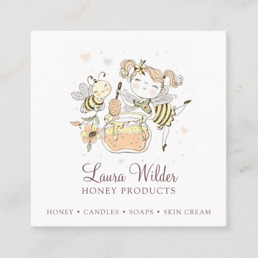 ハニお洒落ツジャー養蜂家養蜂製品 スクエア名刺 (正面)