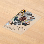 ハニカエレガントム写真の結婚式の日付を保存 アクリル招待状 (レイダウン)