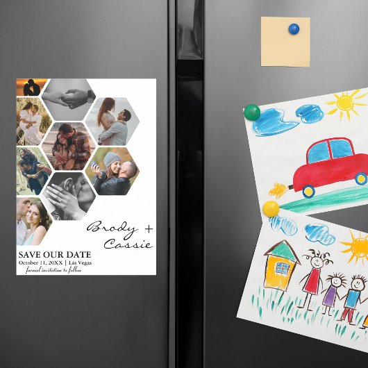 ハニカエレガントム写真の結婚式の日付を保存 マグネット招待状