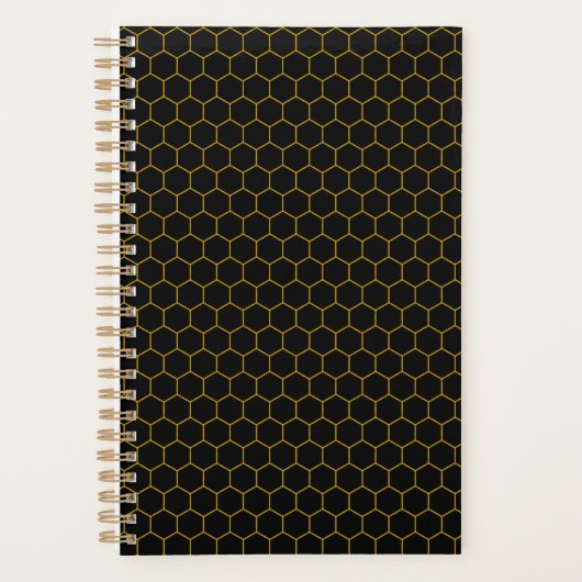 ハニカシンプルンパタエレガントーンブラックイエロー プランナー手帳 (正面)