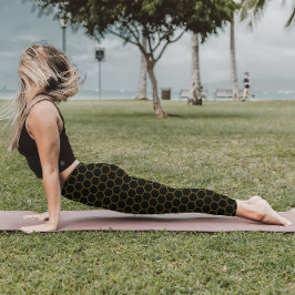 ハニカシンプルンパタエレガントーンブラックイエロー レギンス