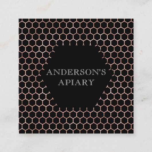 ハニカフェイクムバラ金ゴールド箔 スクエア名刺 (正面)