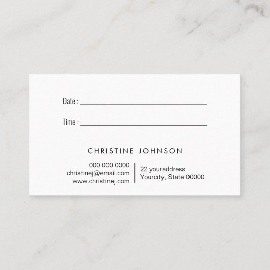 ハニカムおよびビーのロゴアポイントメントカード 名刺 (裏面)