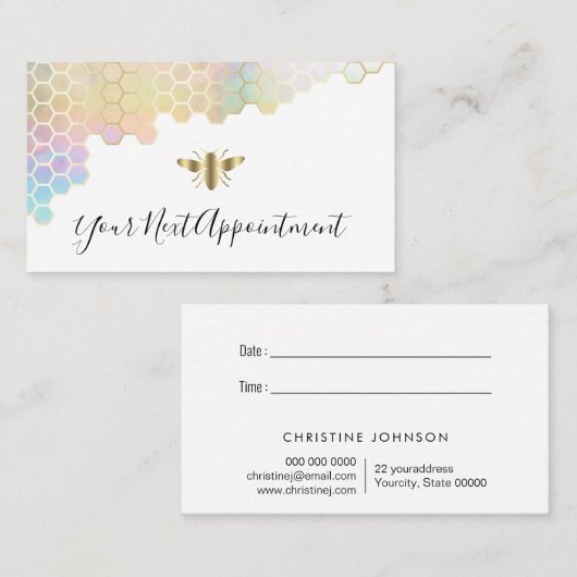 ハニカムおよびビーのロゴアポイントメントカード 名刺 (正面/裏面)