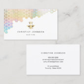 ハニカムおよびフェイク金ゴールドフォイルのクイーンビーロゴ 名刺 (正面/裏面)