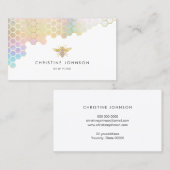 ハニカムおよびフェイク金ゴールドフォイルのジュエルビーロゴ 名刺 (正面/裏面)