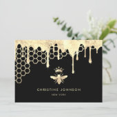 ハニカムおよびフェイク金ゴールドフォイルクイーンビー 招待状 (スタンド正面)