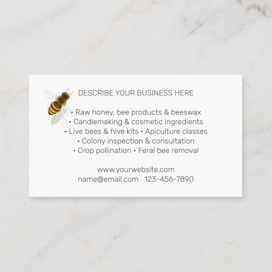 ハニカムとミツバチの養蜂家 名刺 (裏面)