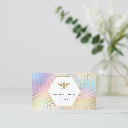 ハニカムと六角ビーのロゴ 名刺 (スタンド正面)