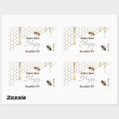 ハニカムと蜂の付いた蜂蜜の六角びんのラベル 長方形シール (シート)