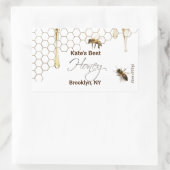 ハニカムと蜂の付いた蜂蜜の六角びんのラベル 長方形シール (バッグ)