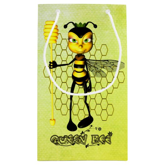 ハニカムと黄色と黒のクイーンビー スモールペーパーバッグ (裏面)