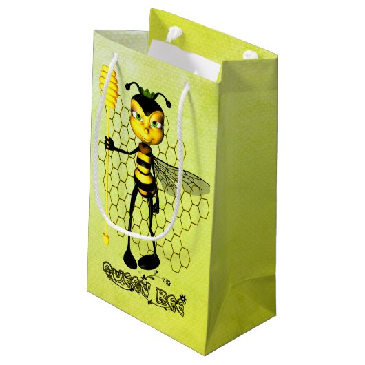 ハニカムと黄色と黒のクイーンビー スモールペーパーバッグ (裏面アングル)